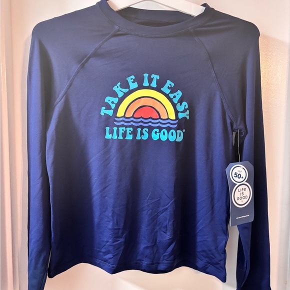 Life Is Good Blue UPF 50+ Shirt - Picture 1 of 4